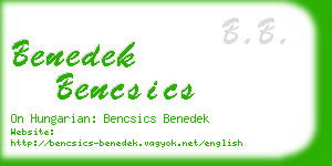 benedek bencsics business card